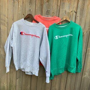 LOT OF 3 Champion Reverse Weave Crewneck Sweaters Large